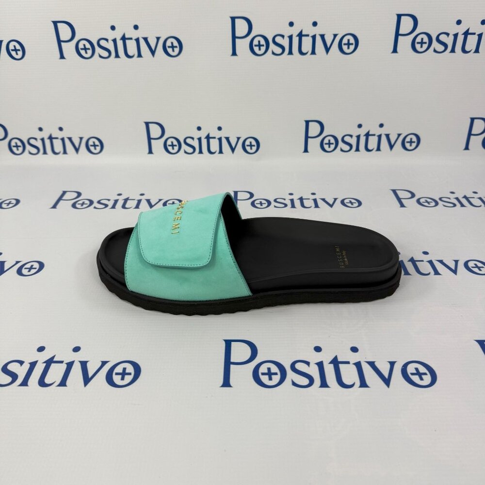 Buscemi Scratch Slide Turquoise Leather Sandals US 12 EU 45